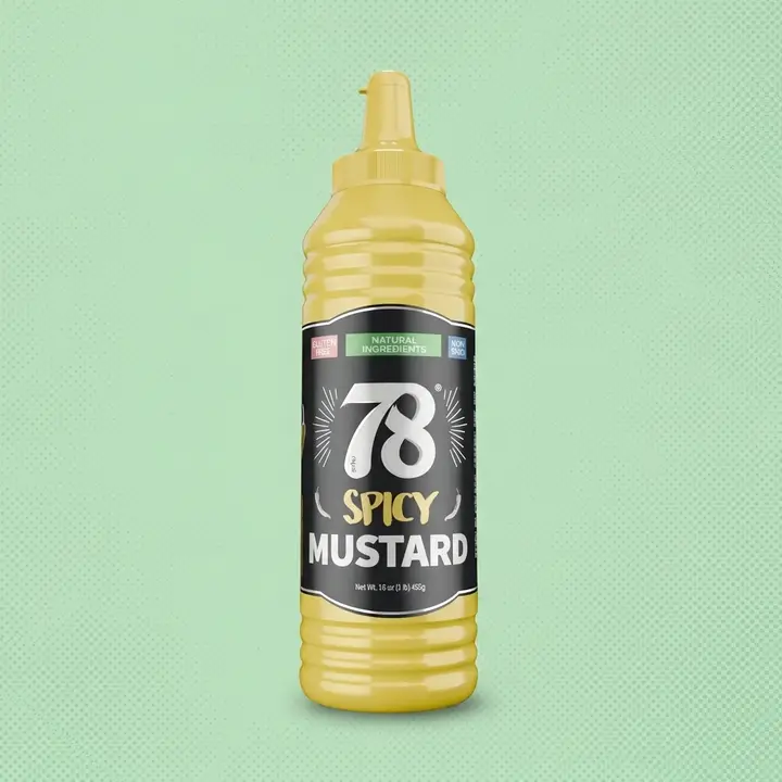 78 Brand Spicy Mustard wholesale squeeze bottle for delis and kitchens, sold by the case on 78 Market