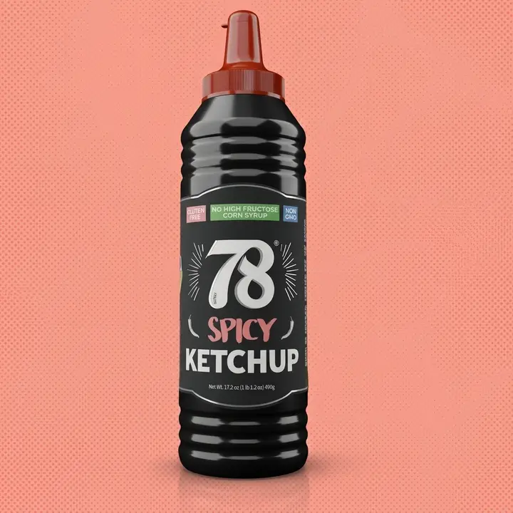 78 Brand Spicy Ketchup wholesale squeeze bottle for restaurants, sold by the case on 78 Market