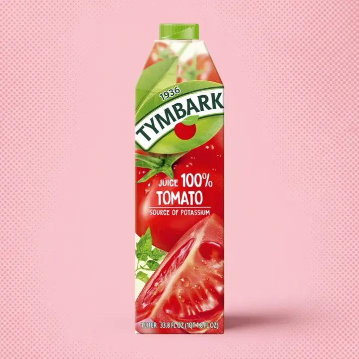 Tymbark 100% tomato juice one liter carton stocked in the 78 Brand wholesale market