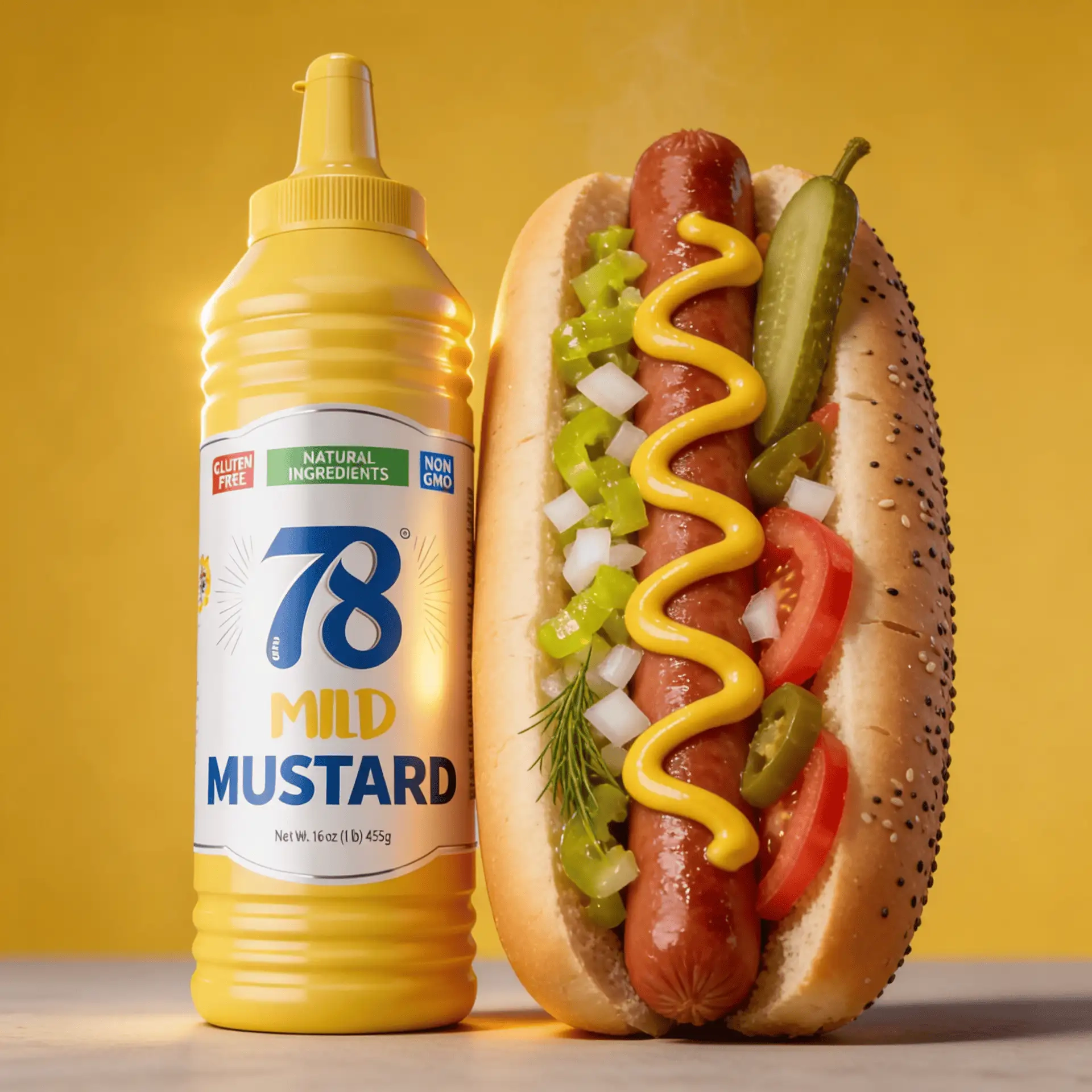 78 Brand Yellow Mustard 16 oz, natural non-GMO wholesale case