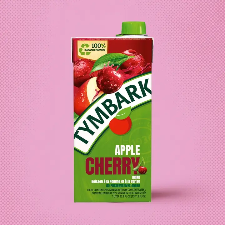 Tymbark apple cherry drink one liter carton stocked in the 78 Brand wholesale market