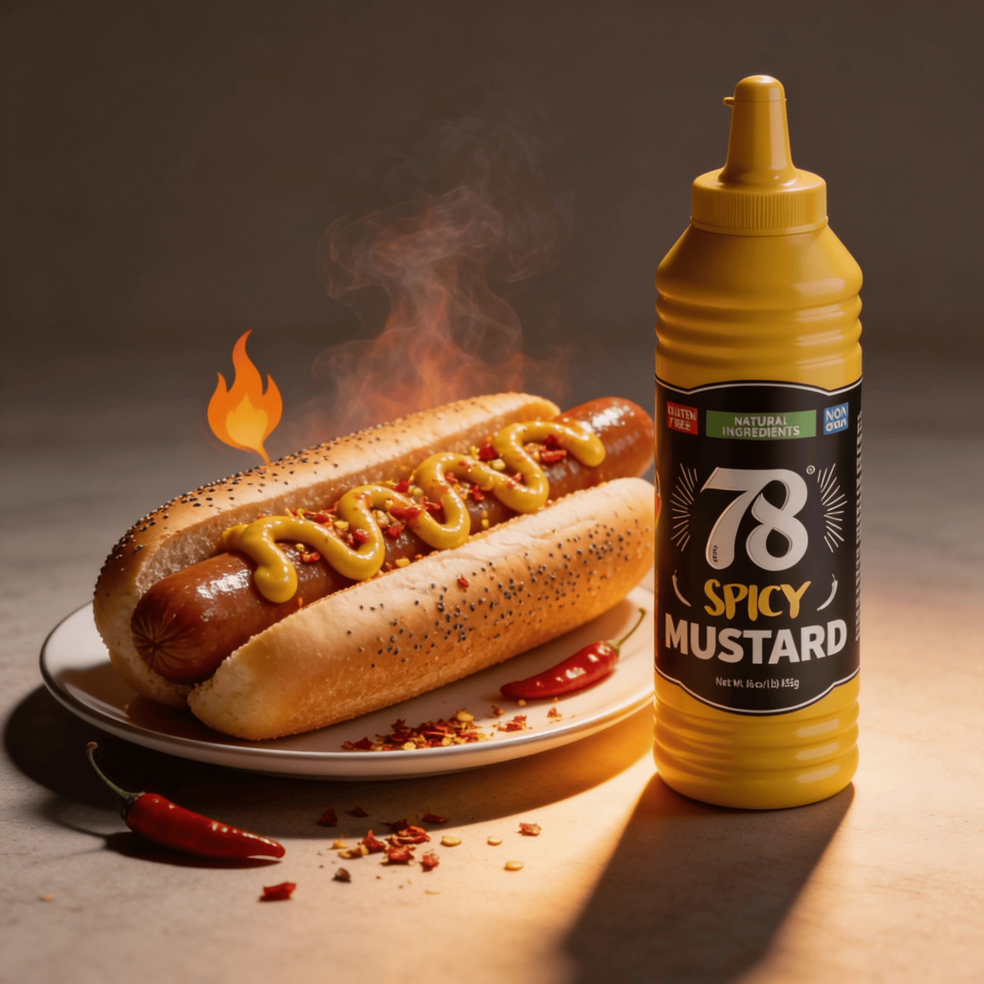 78 Brand Spicy Brown Mustard 16 oz, natural non-GMO wholesale case