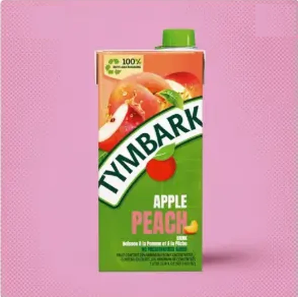 Tymbark apple peach drink one liter carton stocked in the 78 Brand wholesale market