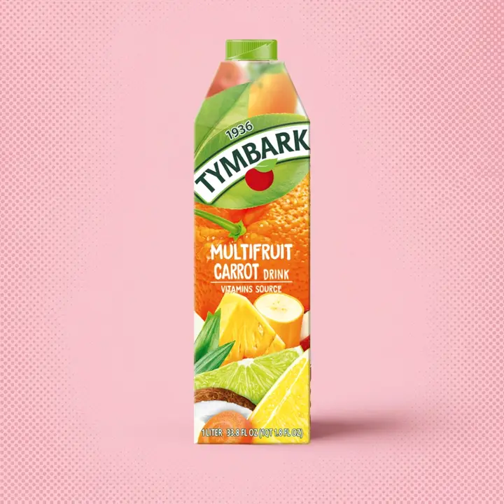 Tymbark multifruit carrot juice one liter carton stocked in the 78 Brand wholesale market