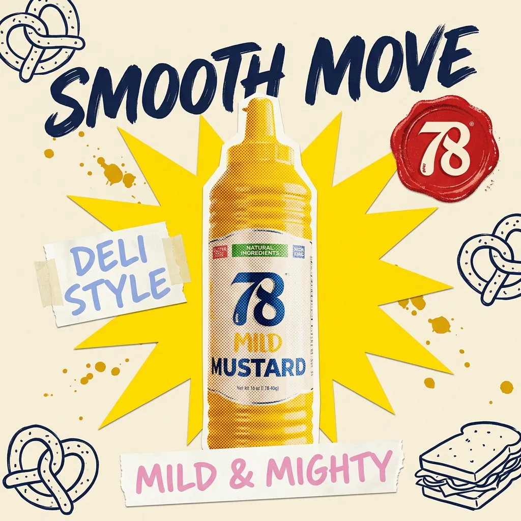 78 Brand 78 Mild Mustard, The Classic natural non-GMO condiment bottle